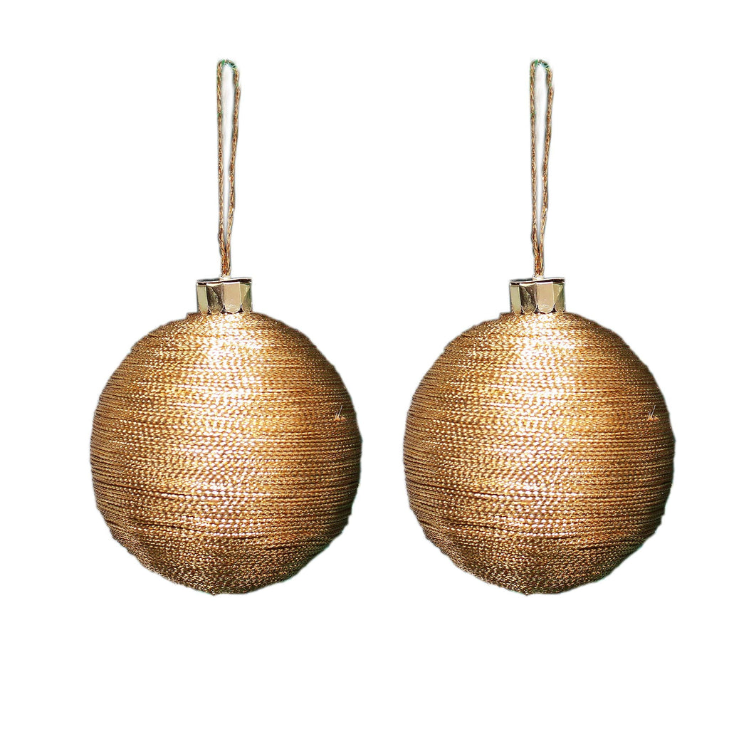 Handmade Christmas Ornaments - Lurex Baubles, 70mm, Gold, 2pc