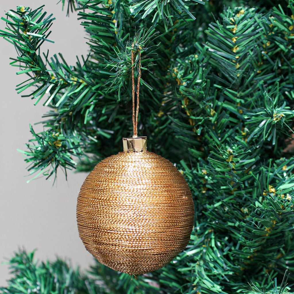Handmade Christmas Ornaments - Lurex Baubles, 70mm, Gold, 2pc