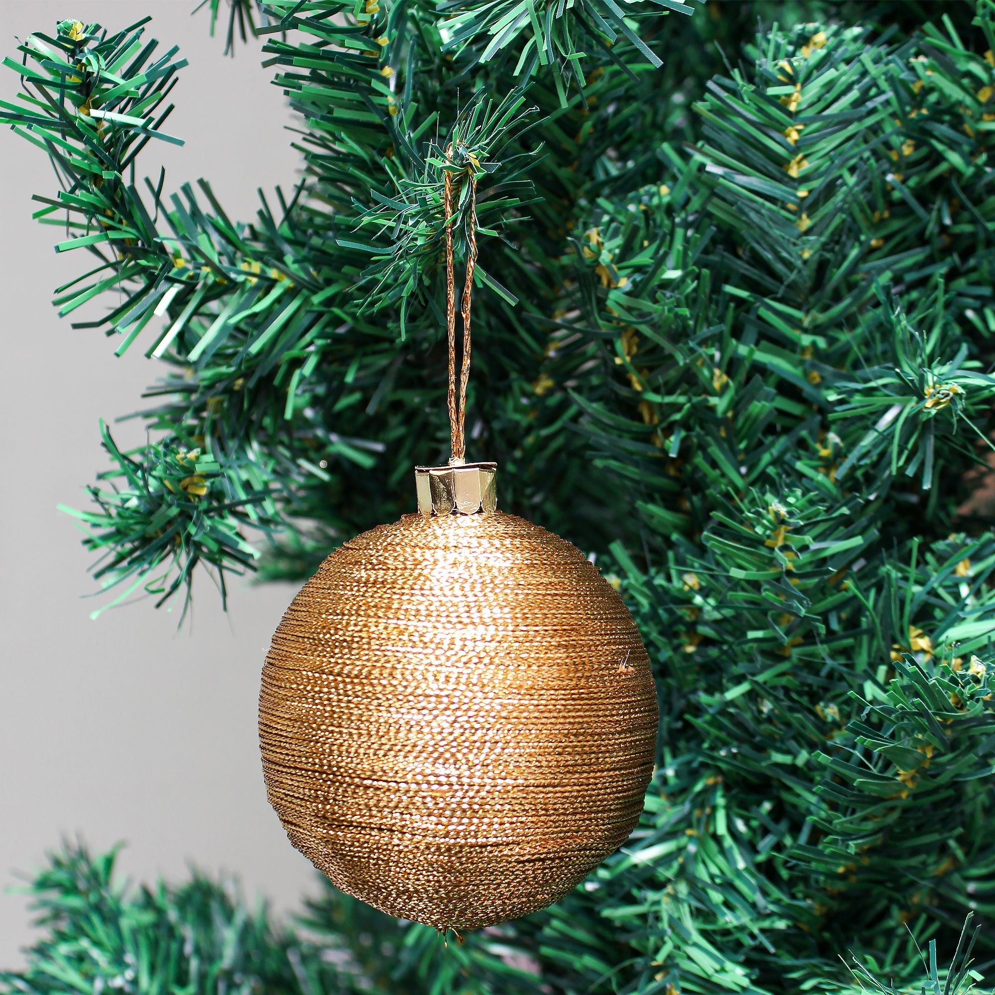 Handmade Christmas Ornaments - Lurex Baubles, 70mm, Gold, 2pc