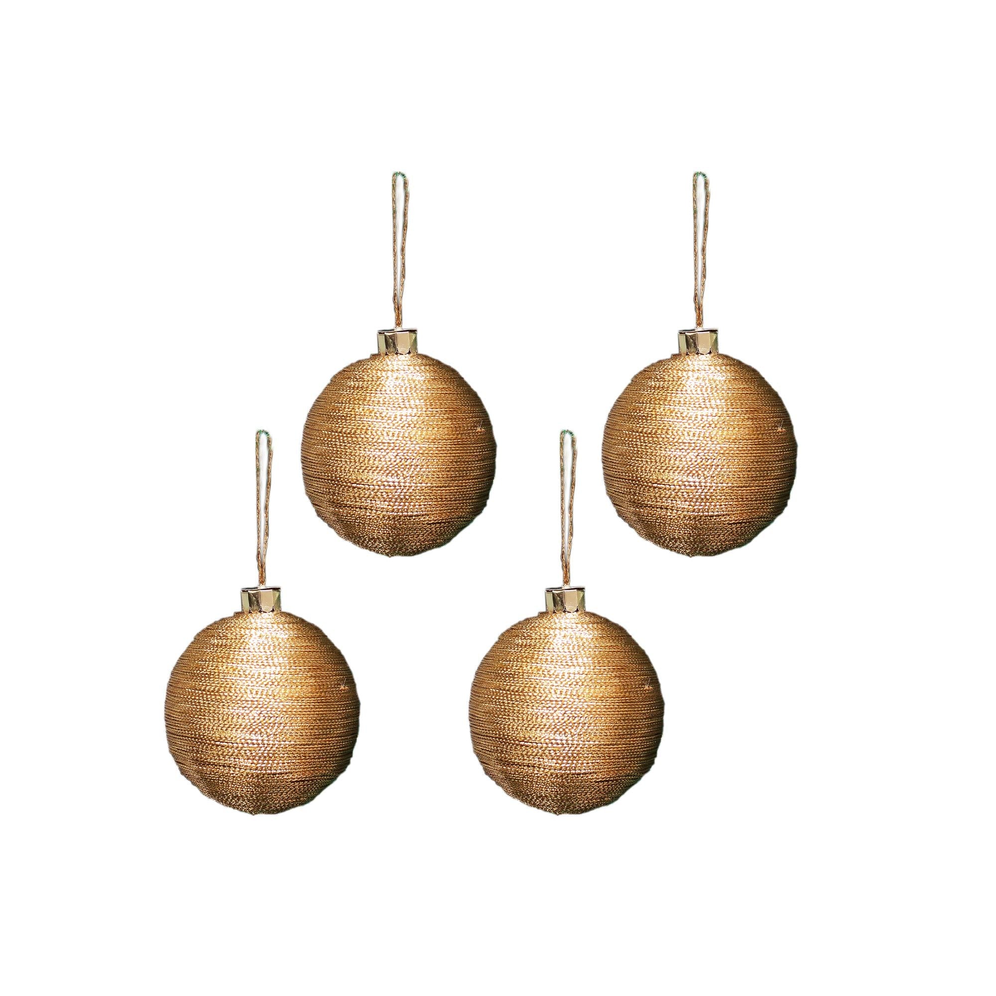 Handmade Christmas Ornaments -Lurex Baubles, 60mm, Gold, 4pc