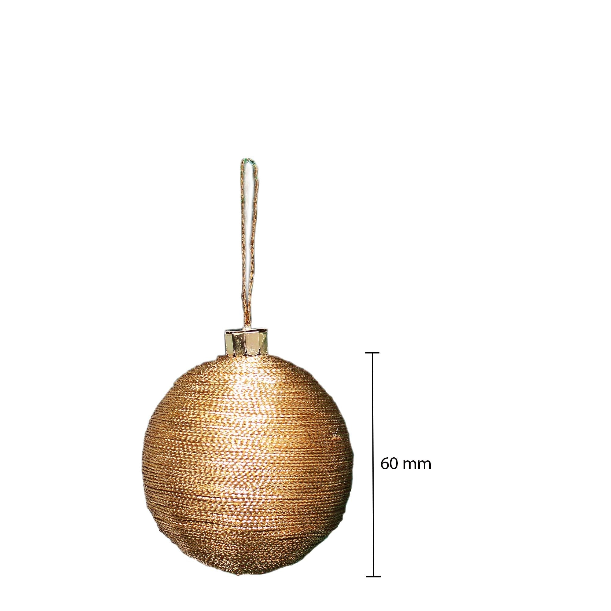 Handmade Christmas Ornaments -Lurex Baubles, 60mm, Gold, 4pc