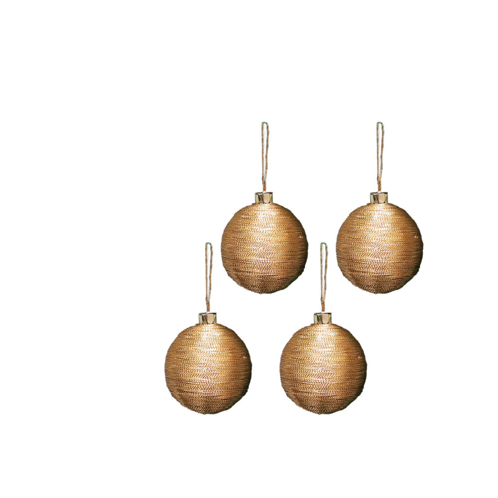 Handmade Christmas Ornaments - Lurex Baubles, 50mm, Gold, 4pc