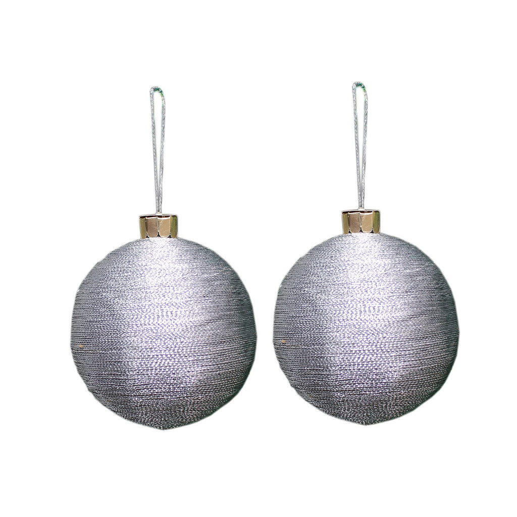 Handmade Christmas Ornaments - Lurex Baubles, 70mm, Silver, 2pc