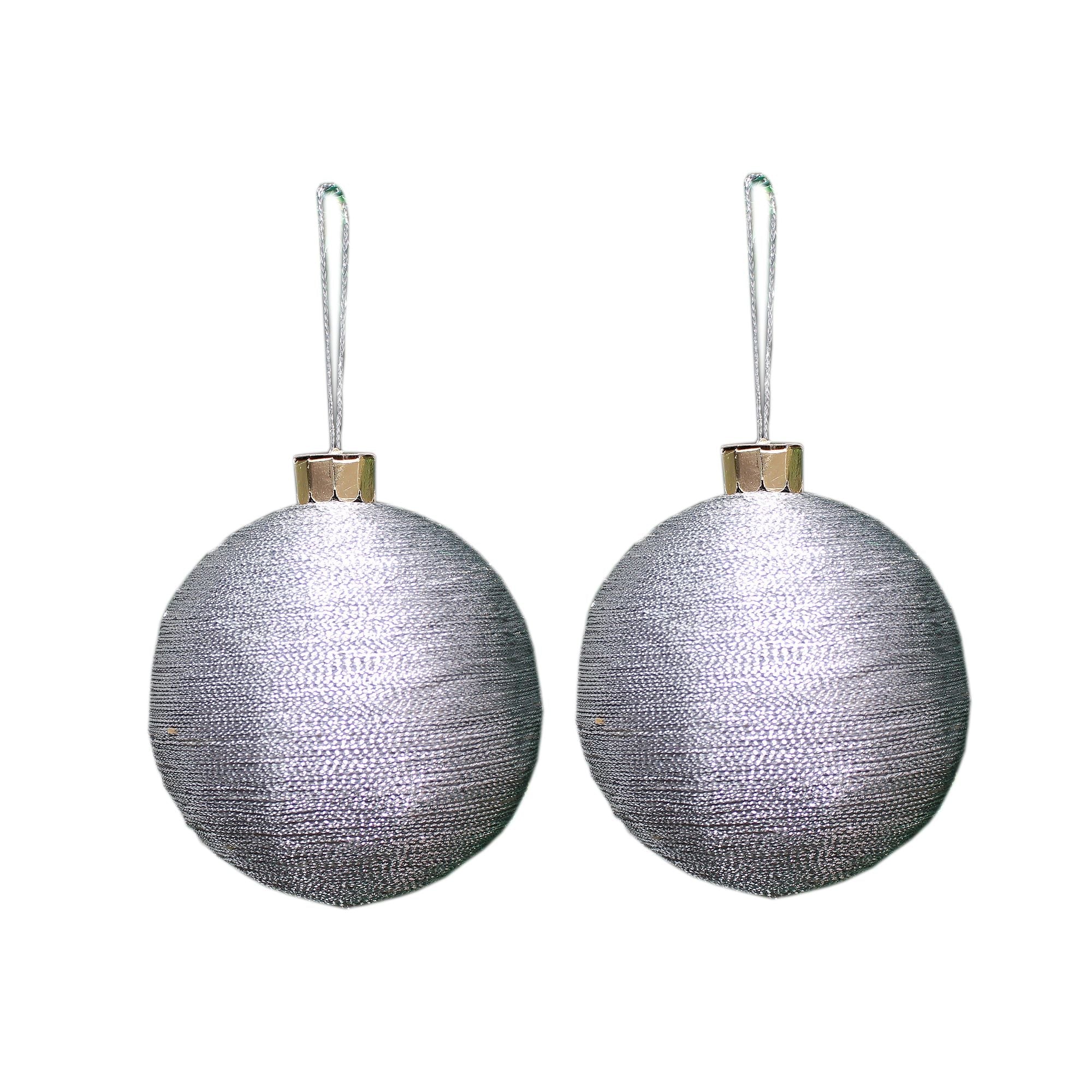 Handmade Christmas Ornaments - Lurex Baubles, 70mm, Silver, 2pc