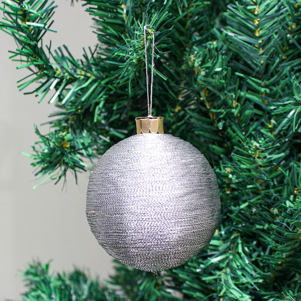Handmade Christmas Ornaments - Lurex Baubles, 70mm, Silver, 2pc