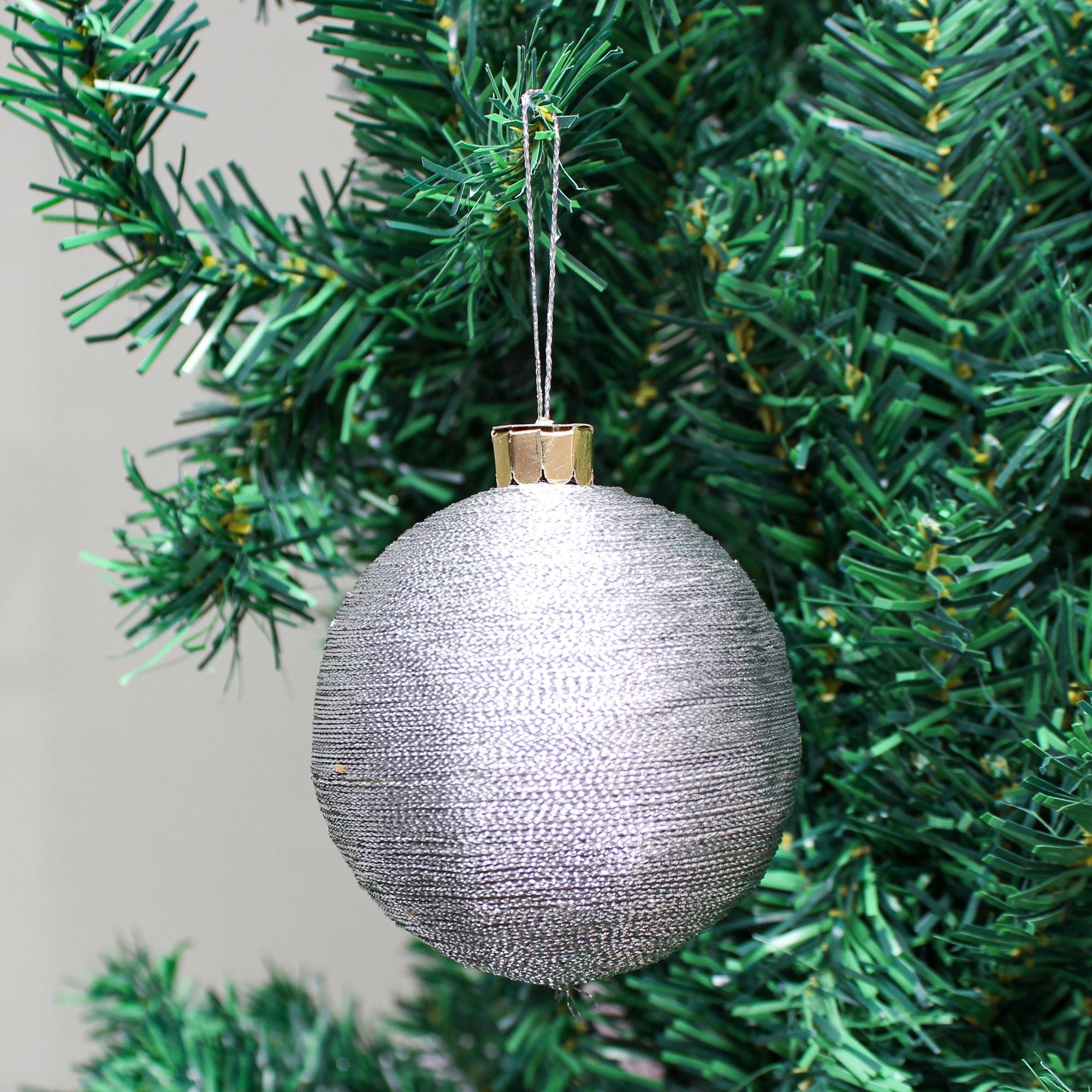 Handmade Christmas Ornaments - Lurex Baubles, 70mm, Silver, 2pc
