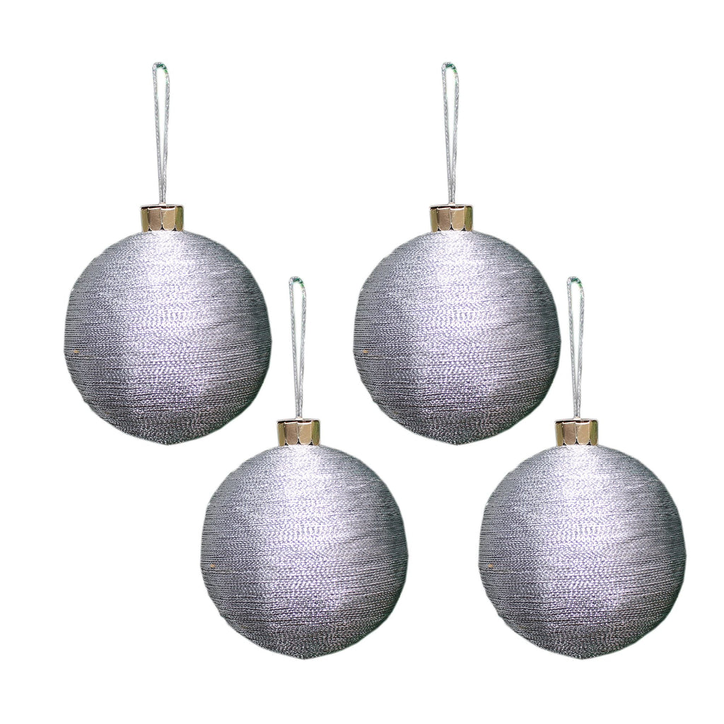 Handmade Christmas Ornaments -Lurex Baubles, 60mm, Silver, 4pc