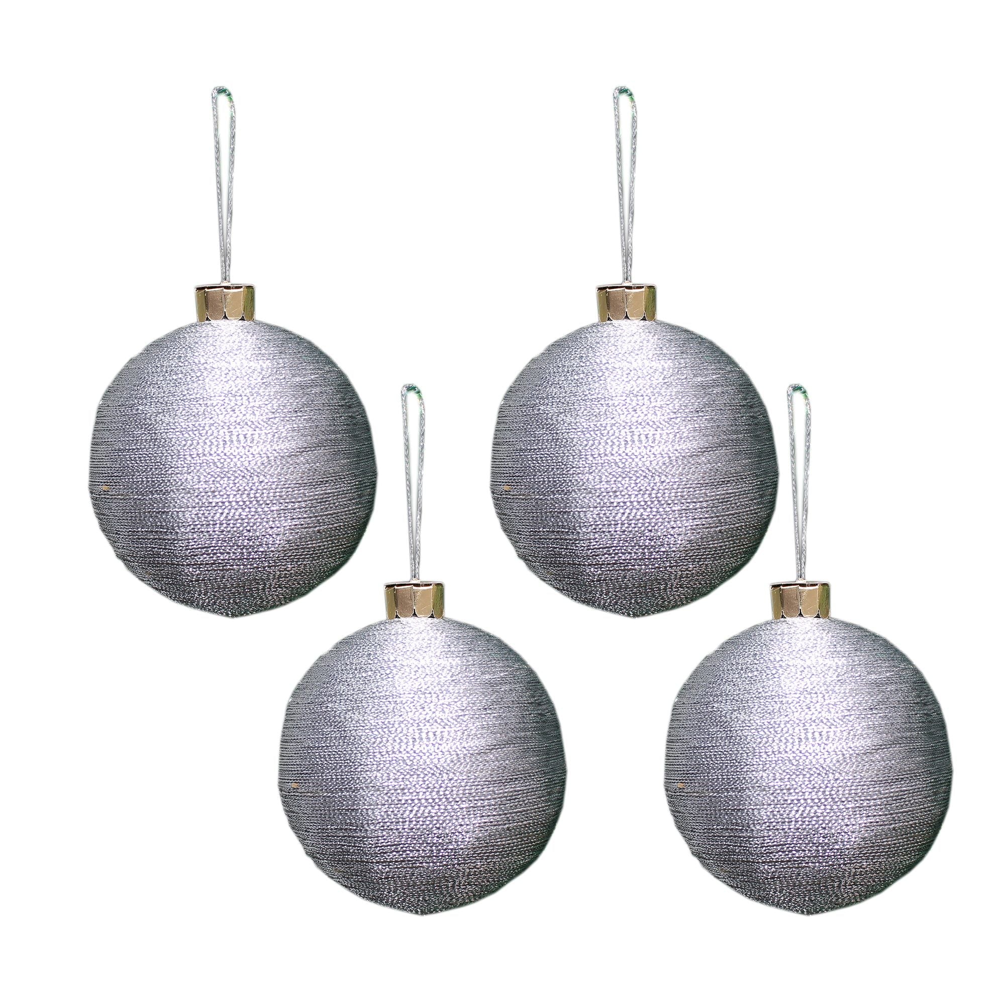 Handmade Christmas Ornaments -Lurex Baubles, 60mm, Silver, 4pc