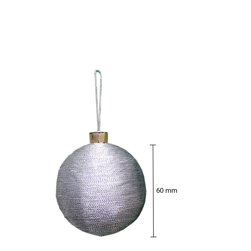 Handmade Christmas Ornaments -Lurex Baubles, 60mm, Silver, 4pc