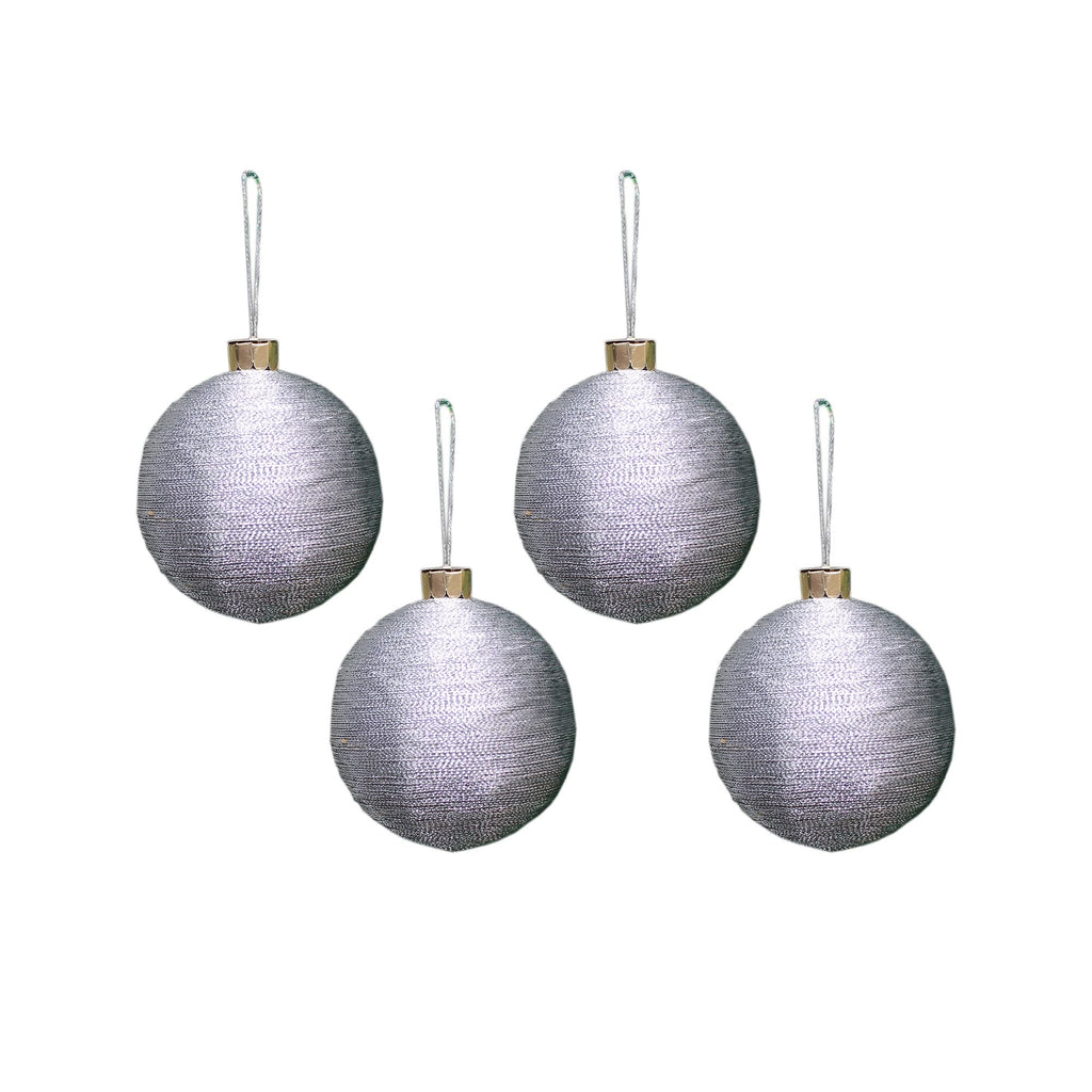 Handmade Christmas Ornaments -Lurex Baubles, 50mm, Silver, 4pc