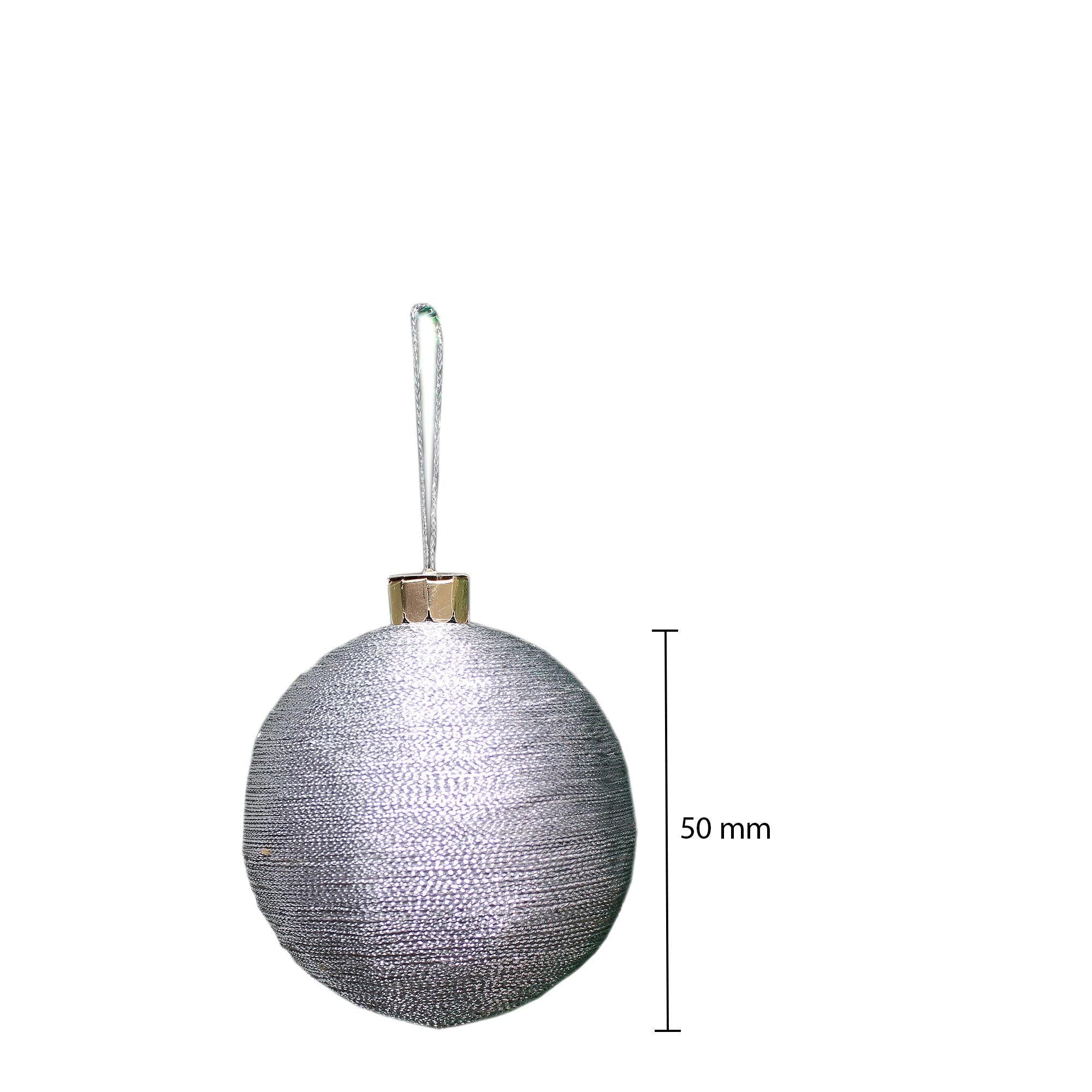 Handmade Christmas Ornaments -Lurex Baubles, 50mm, Silver, 4pc