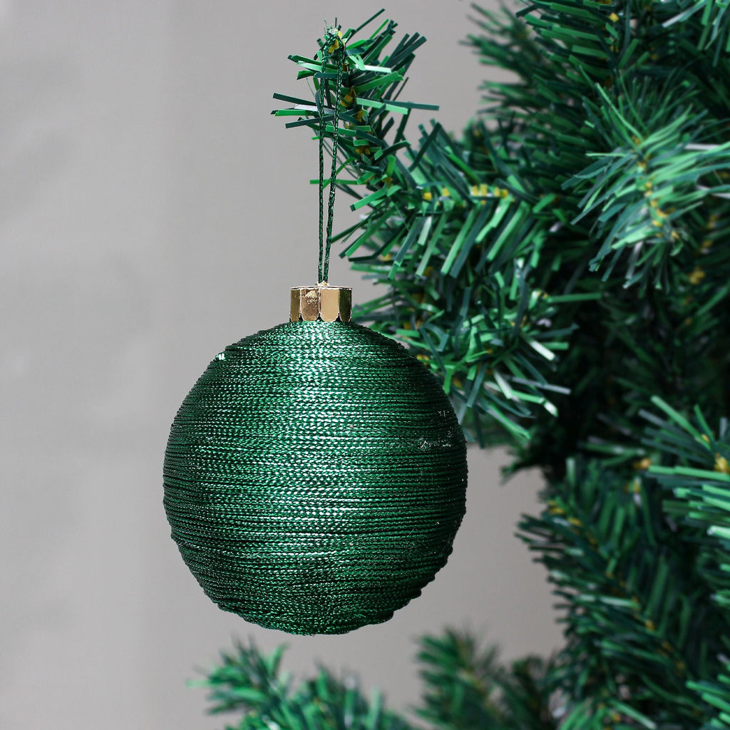 Handmade Christmas Ornaments - Lurex Baubles, 70mm, Green, 2pc