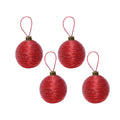Handmade Christmas Ornaments - Lurex Baubles, 60mm, Red, 4pc