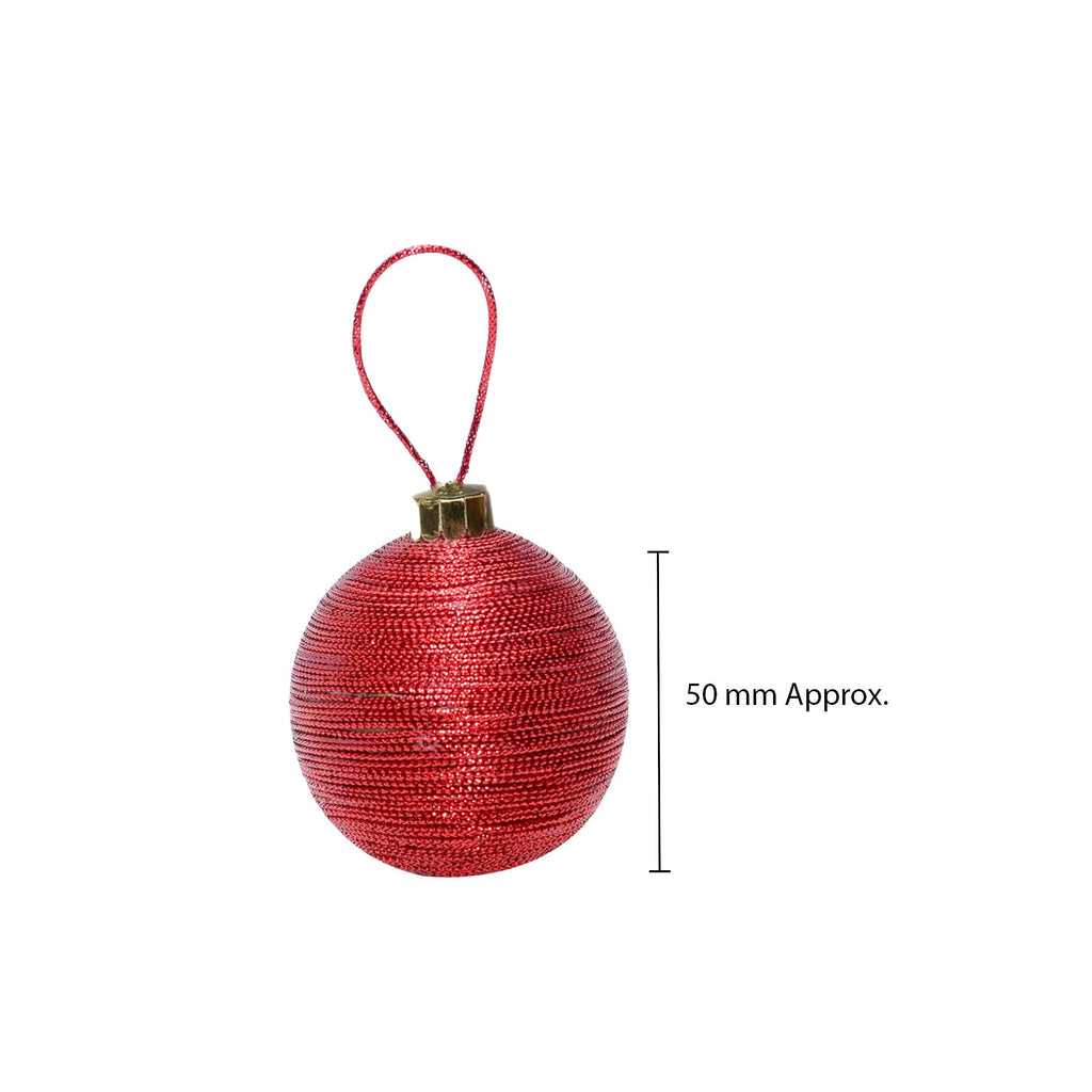 Handmade Christmas Ornaments - Lurex Baubles, 50mm, Red, 4pc
