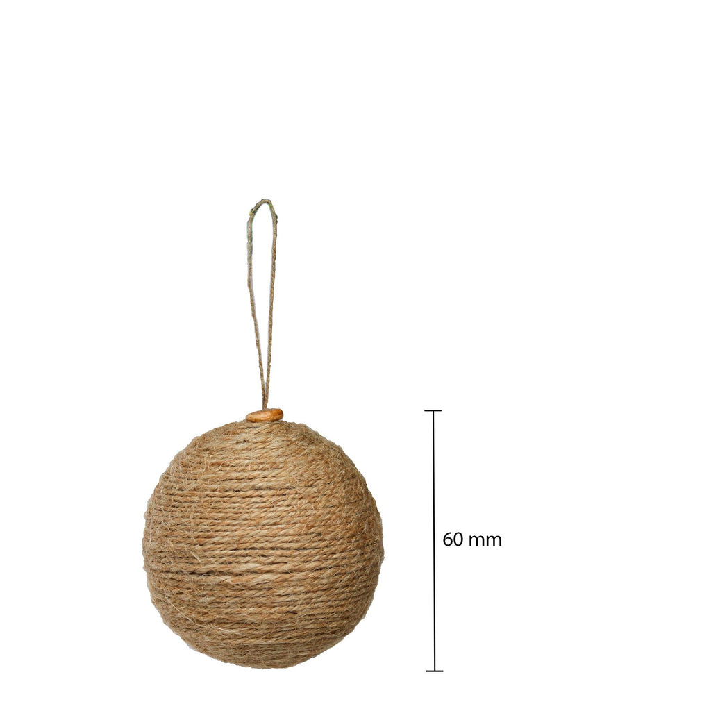 Handmade Christmas Ornaments - Jute Baubles, 60mm, Natural, 4pc