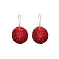 Handmade Christmas Ornaments - Tinsel Baubles, 70mm, Red, 2pc