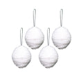 Handmade Christmas Ornaments - Tinsel Baubles, 50mm, Snow White, 4pc