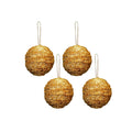 Handmade Christmas Ornaments - Tinsel Baubles 60mm, Gold, 4pc