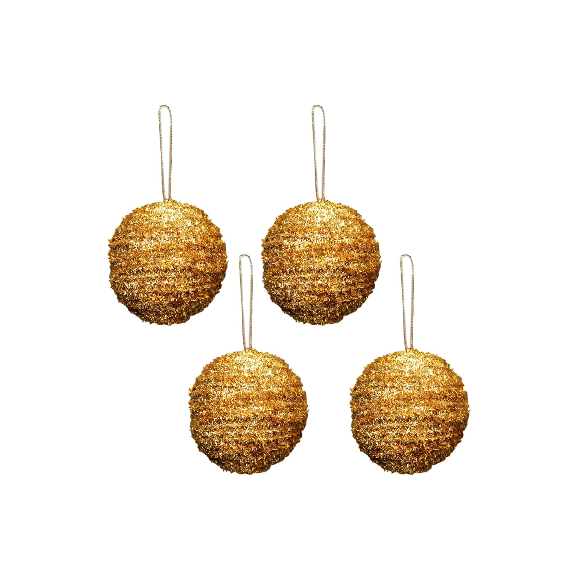 Handmade Christmas Ornaments - Tinsel Bauble, 50mm, Gold, 4pc