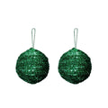 Handmade Christmas Ornaments - Tinsel Baubles, 70mm, Green, 2pc
