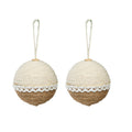 Handmade Christmas Ornaments - Jute and Cotton Thread Baubles, 70mm, 2pc