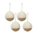 Handmade Christmas Ornaments - Jute and Cotton Thread Baubles, 60mm, 4pc