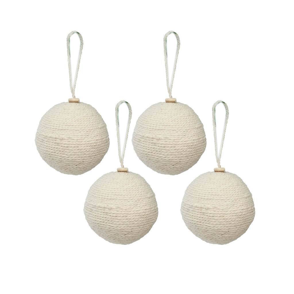 Handmade Christmas Ornaments - Cotton Thread Baubles, 60mm, 4pc
