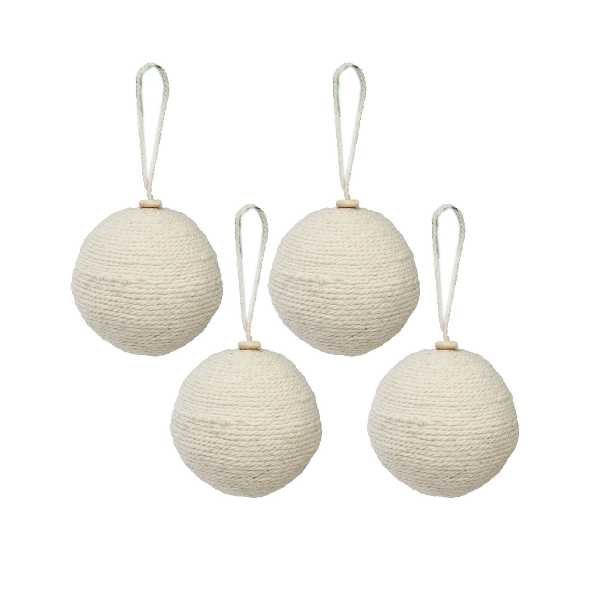 Handmade Christmas Ornaments - Cotton Thread Baubles, 60mm, 4pc