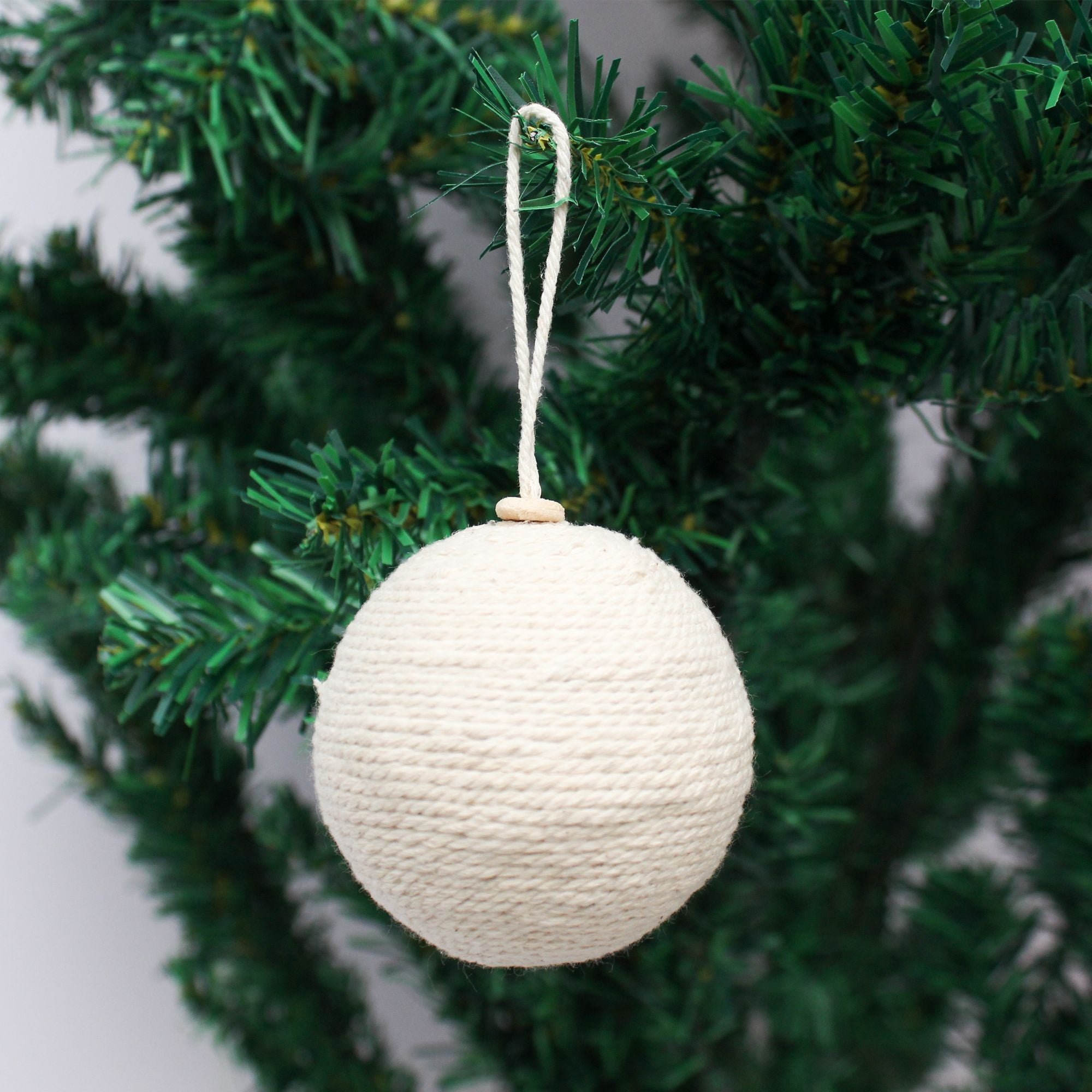 Handmade Christmas Ornaments - Cotton Thread Baubles, 60mm, 4pc