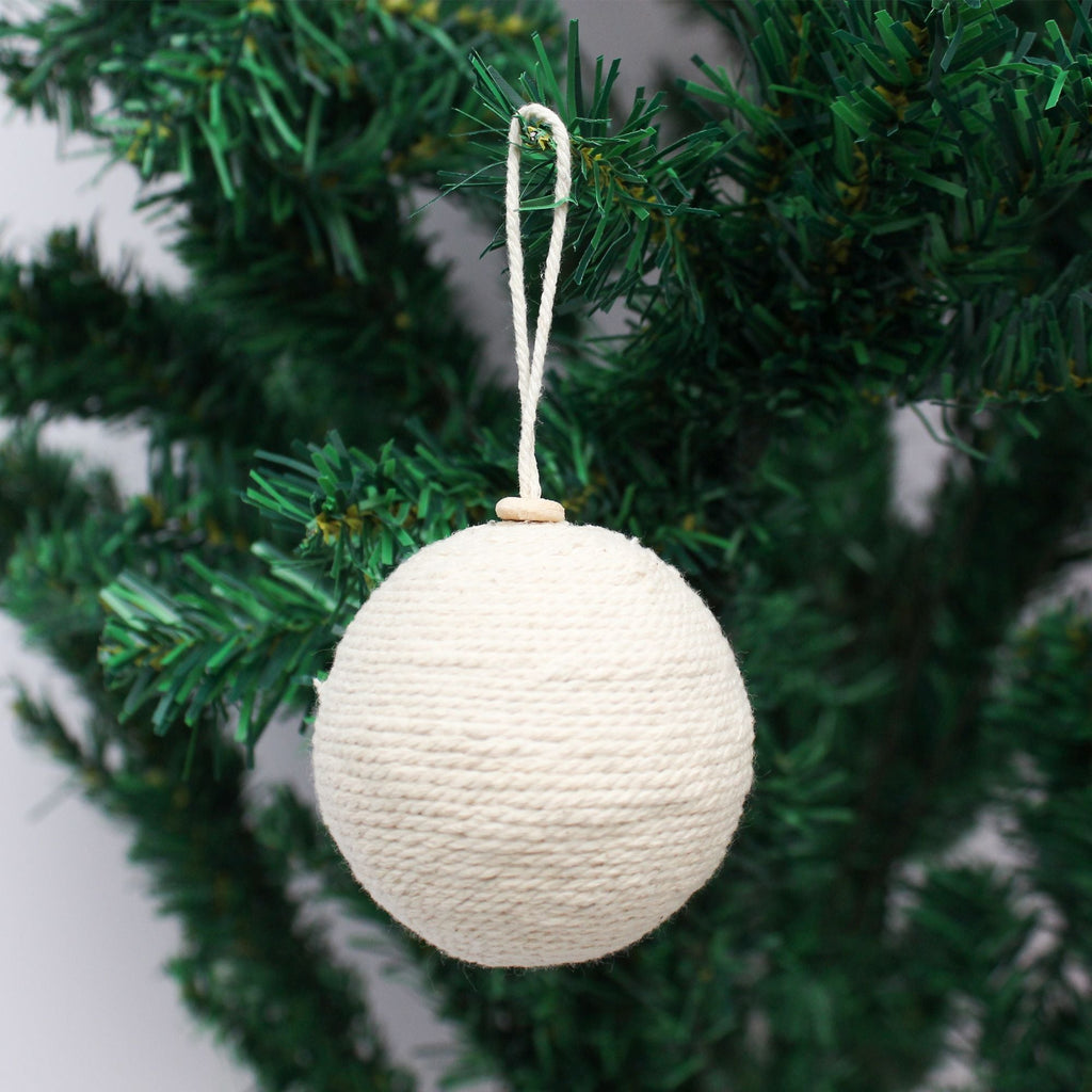 Handmade Christmas Ornaments - Cotton Thread Baubles, 50mm, 4pc