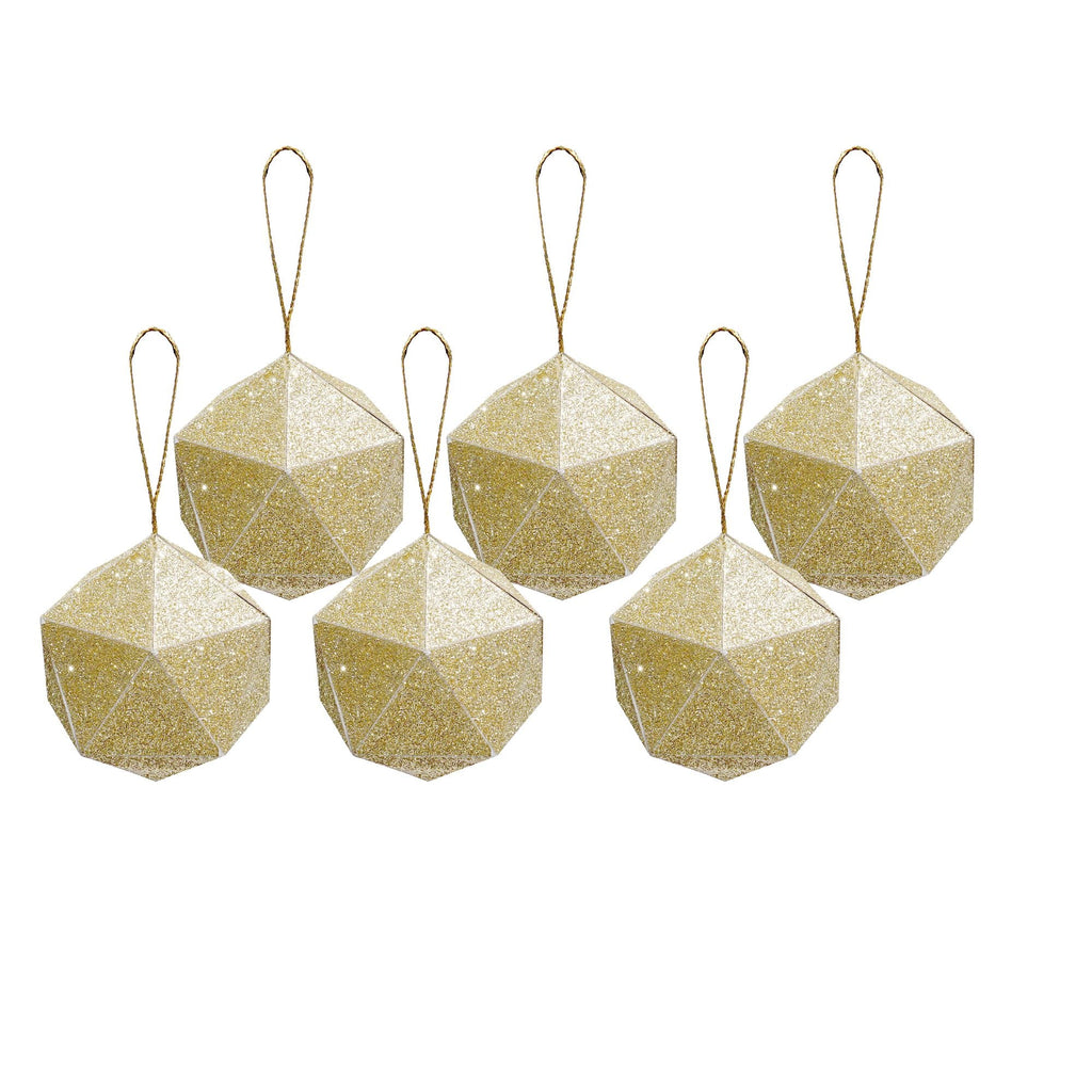 Handmade Christmas Trapezoid Hanging Glitter Ornaments, 60mm, Gold, 6pc