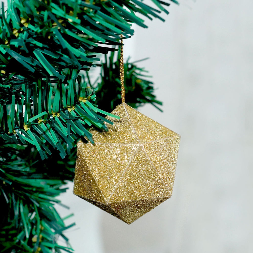 Handmade Christmas Trapezoid Hanging Glitter Ornaments, 45mm, Gold, 8pc