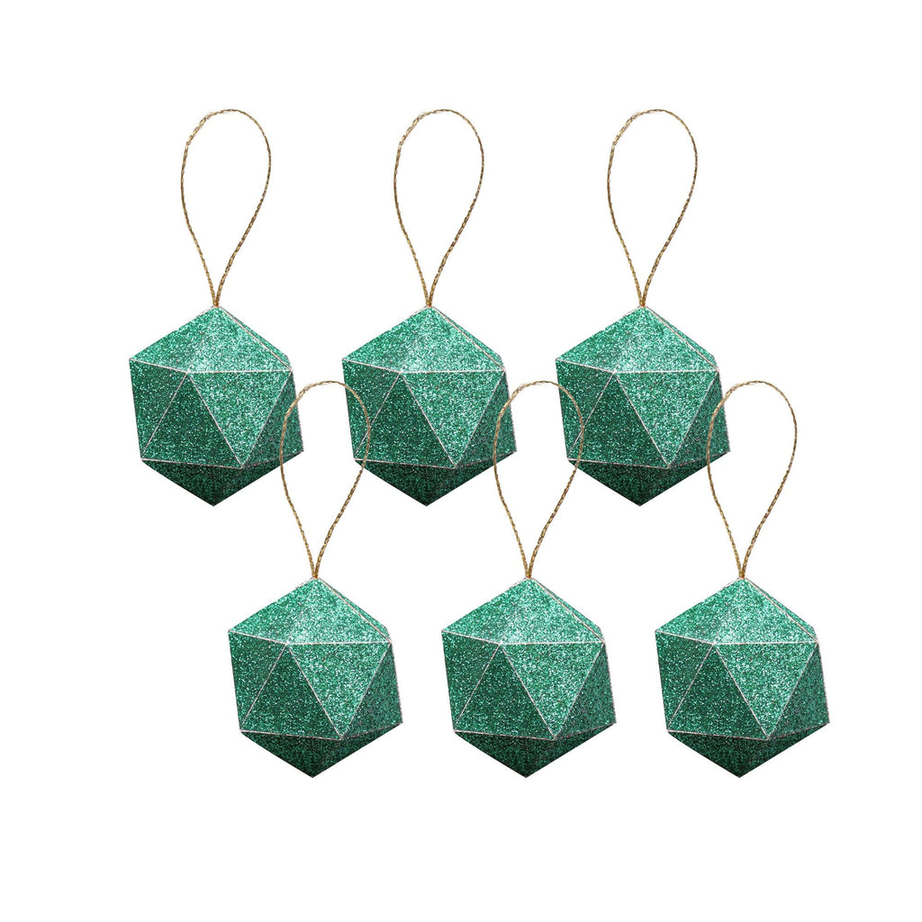 Handmade Christmas Trapezoid Hanging Glitter Ornaments, 60mm, Green, 6pc