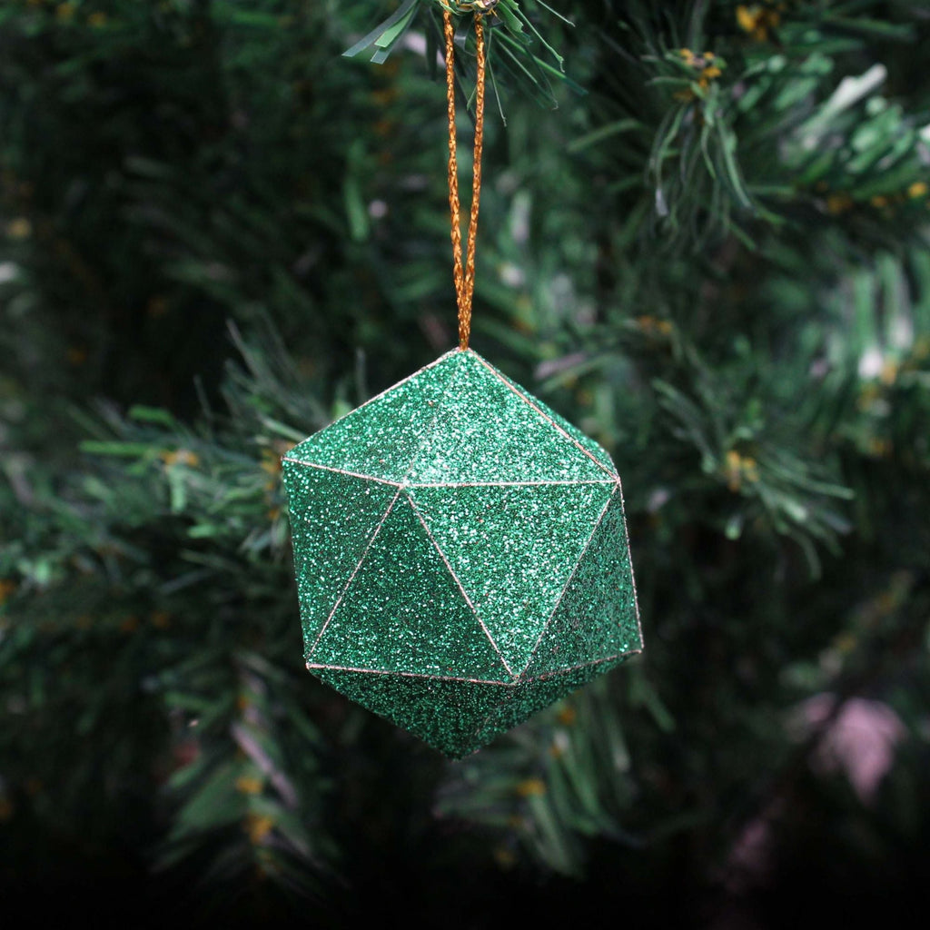 Handmade Christmas Trapezoid Hanging Glitter Ornaments, 60mm, Green, 6pc