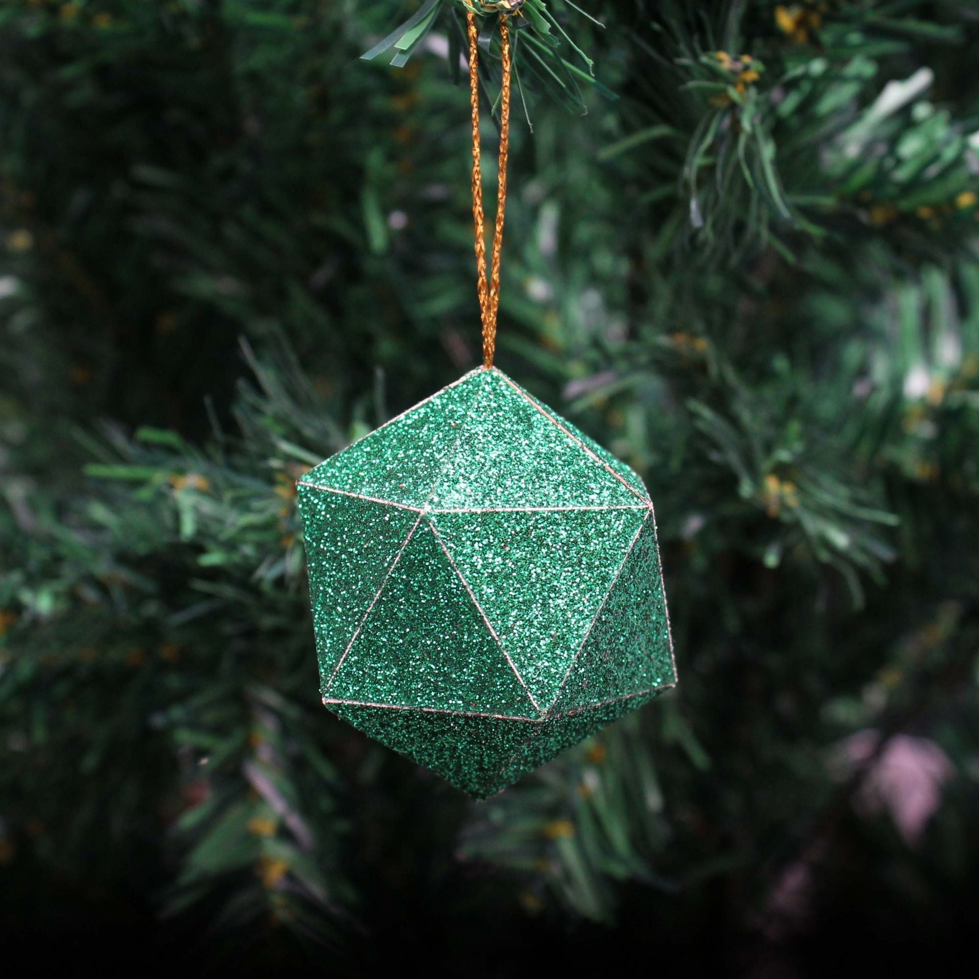 Handmade Christmas Trapezoid Hanging Glitter Ornaments, 60mm, Green, 6pc