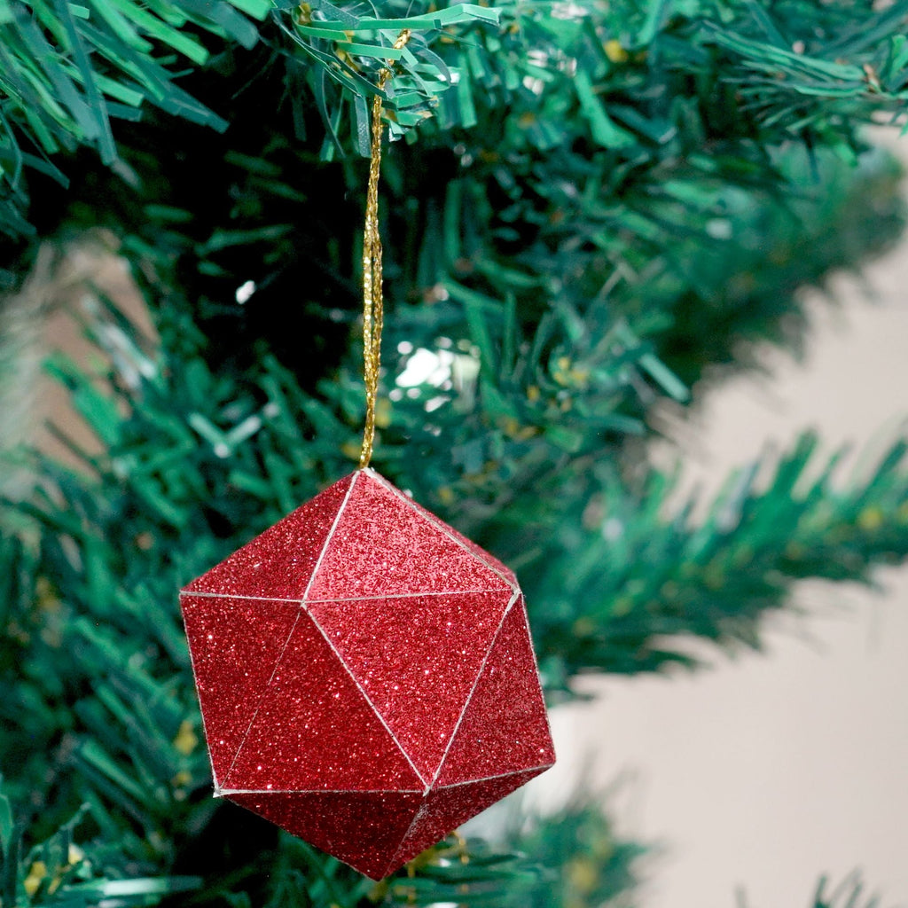 Handmade Christmas Trapezoid Hanging Glitter Ornaments, 45mm, Red, 8pc