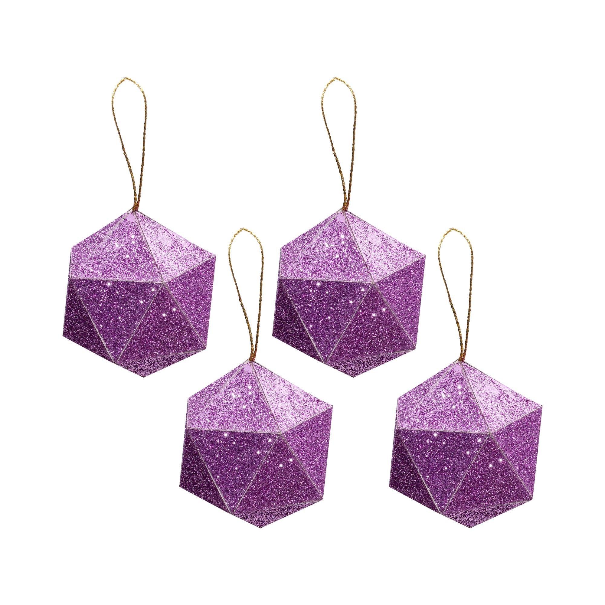 Handmade Christmas Trapezoid Hanging Glitter Ornaments, 65mm, Purple, 4pc