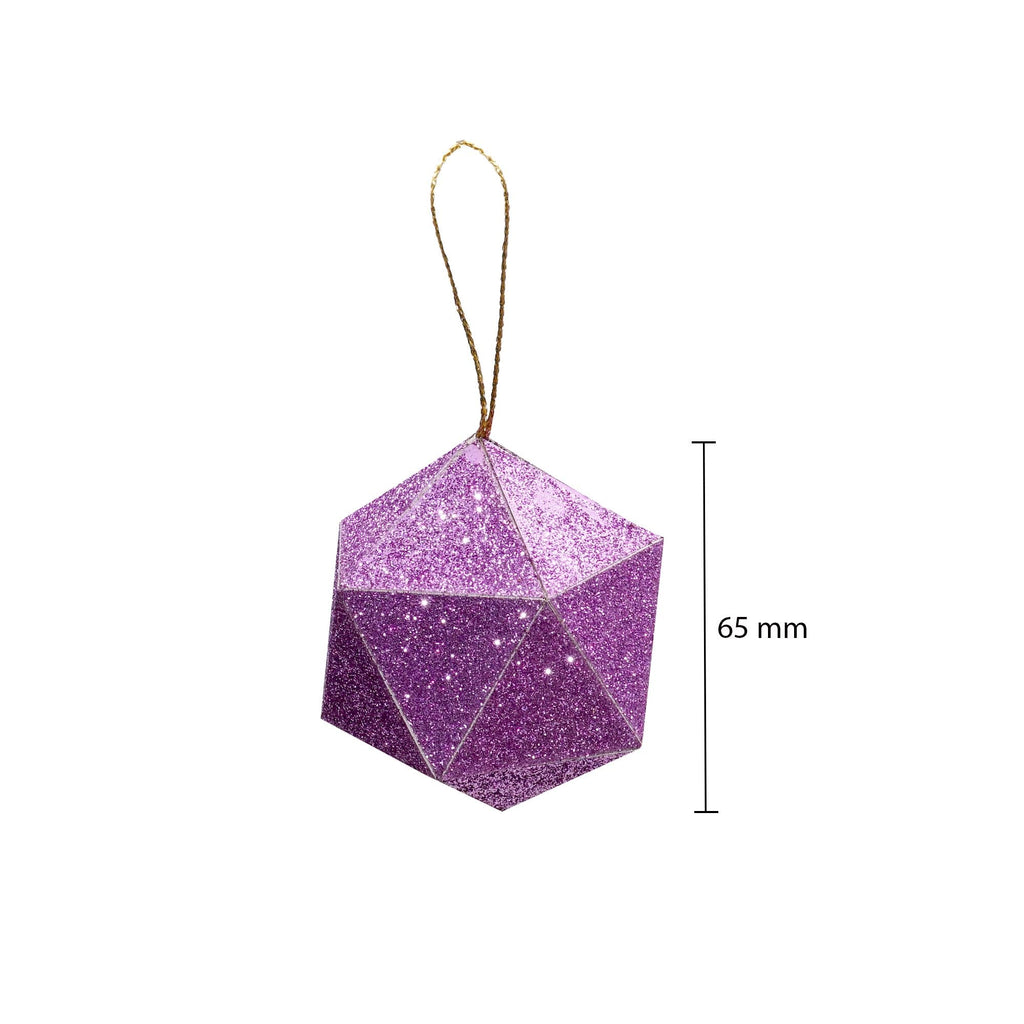 Handmade Christmas Trapezoid Hanging Glitter Ornaments, 65mm, Purple, 4pc
