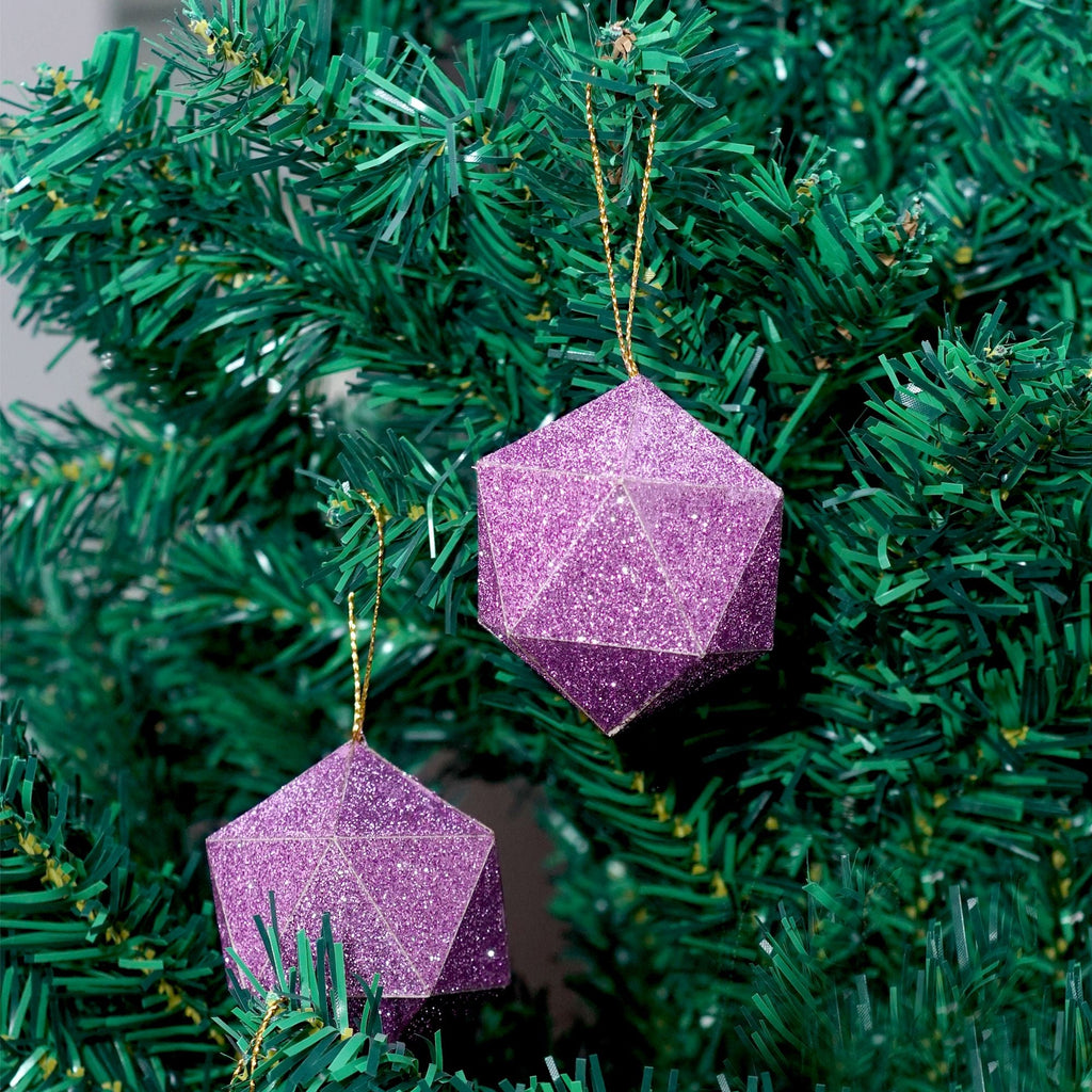 Handmade Christmas Trapezoid Hanging Glitter Ornaments, 60mm, Purple, 6pc