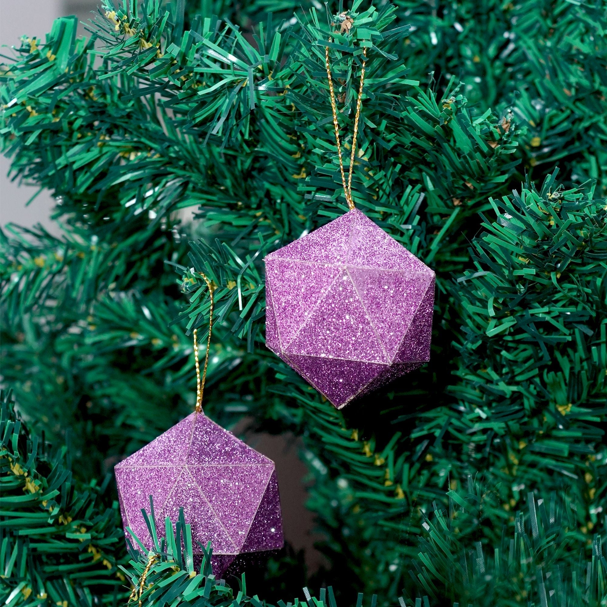 Handmade Christmas Trapezoid Hanging Glitter Ornaments, 60mm, Purple, 6pc