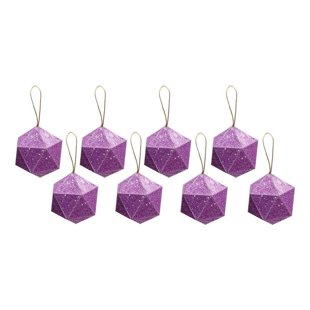 Handmade Christmas Trapezoid Hanging Glitter Ornaments, 45mm, Purple, 8pc