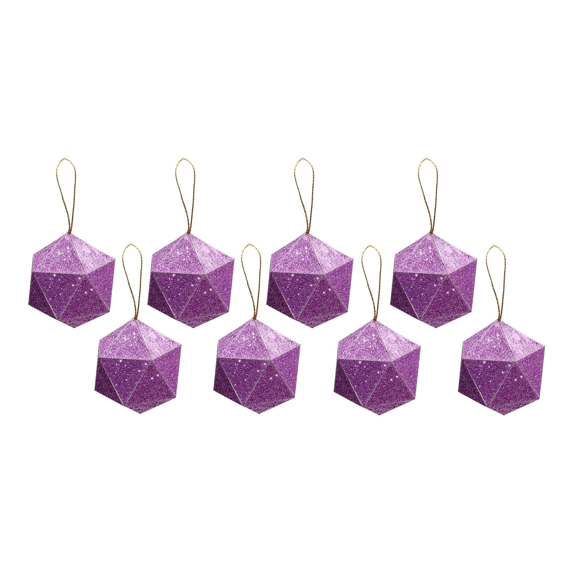 Handmade Christmas Trapezoid Hanging Glitter Ornaments, 45mm, Purple, 8pc