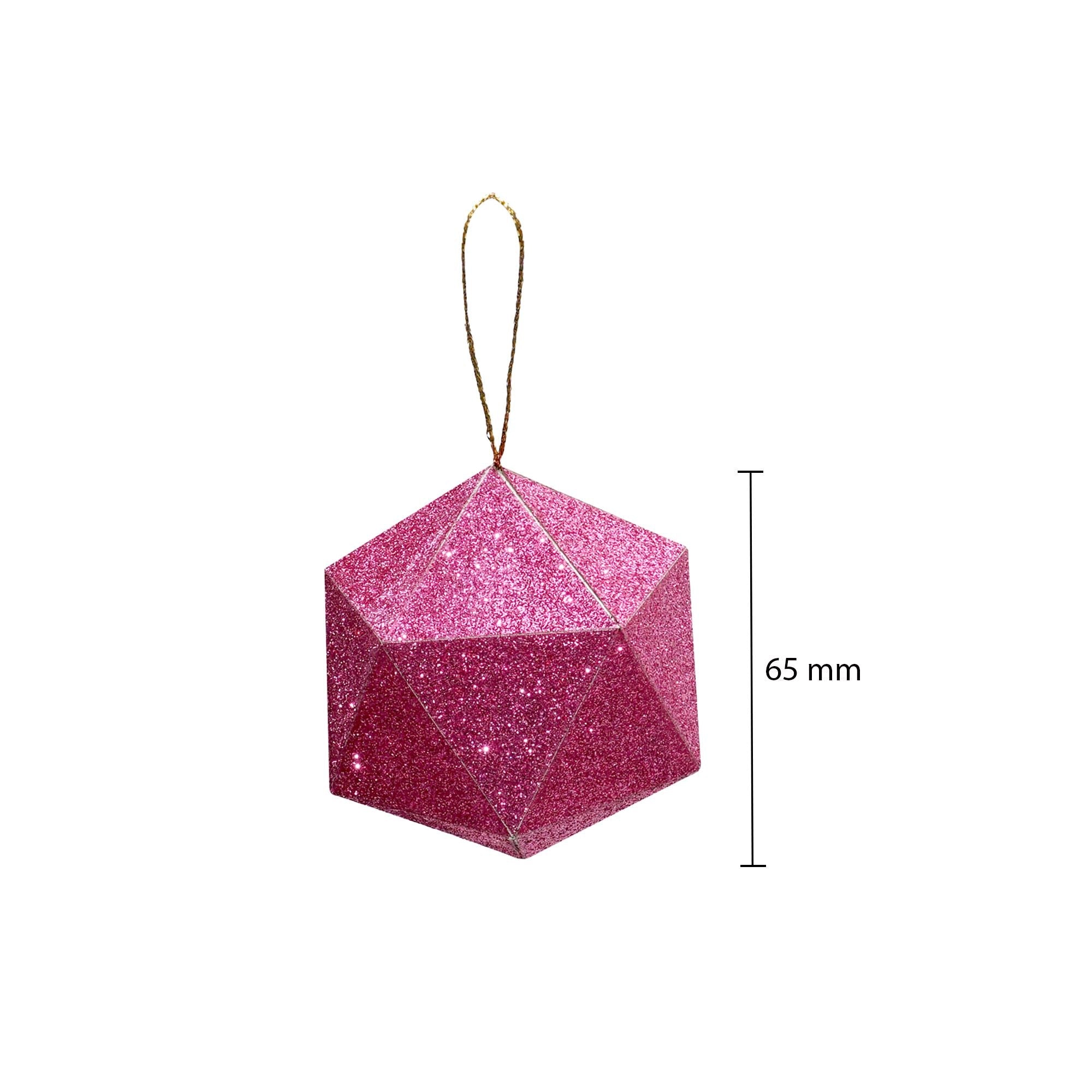 Handmade Christmas Trapezoid Hanging Glitter Ornaments, 65mm, Pink, 4pc