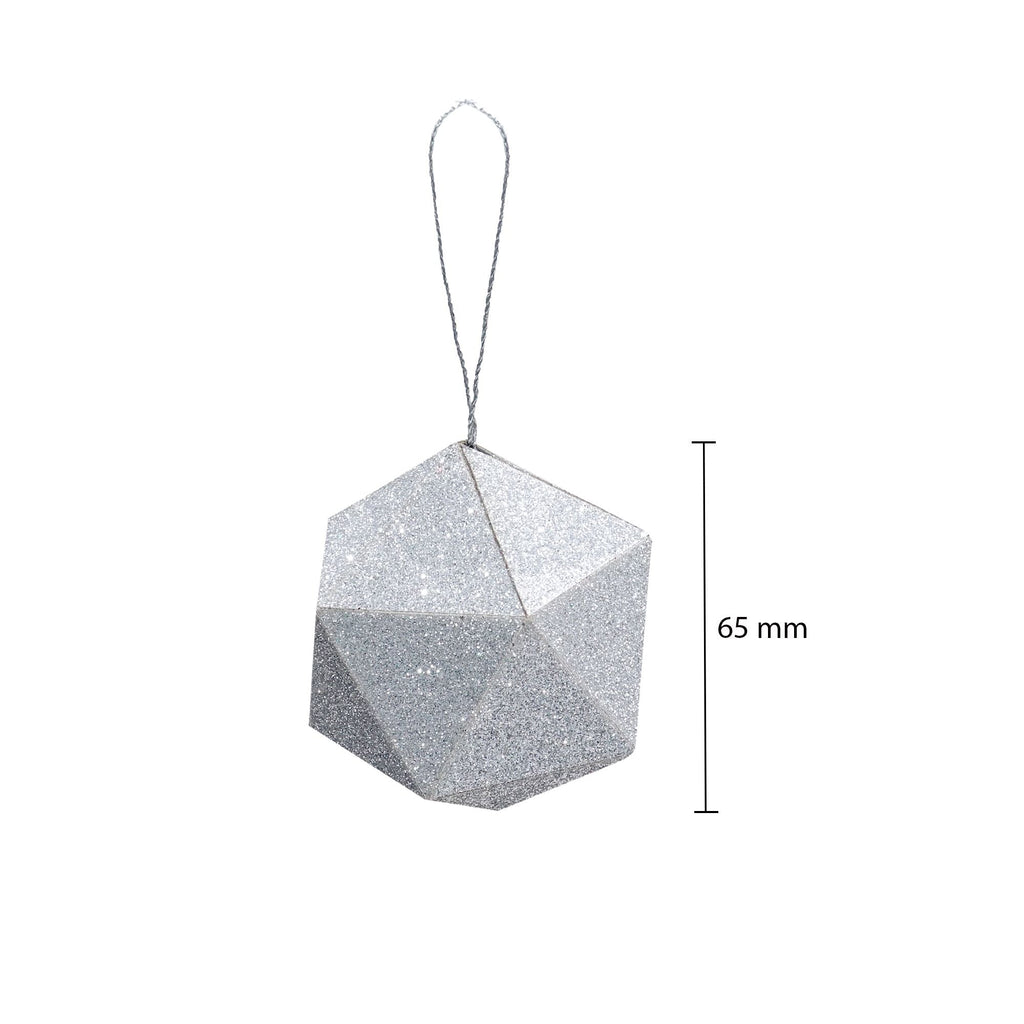 Handmade Christmas Trapezoid Hanging  Glitter Ornaments, 65mm, Assorted Colours- Gold, Red, Green, Silver, 4pc