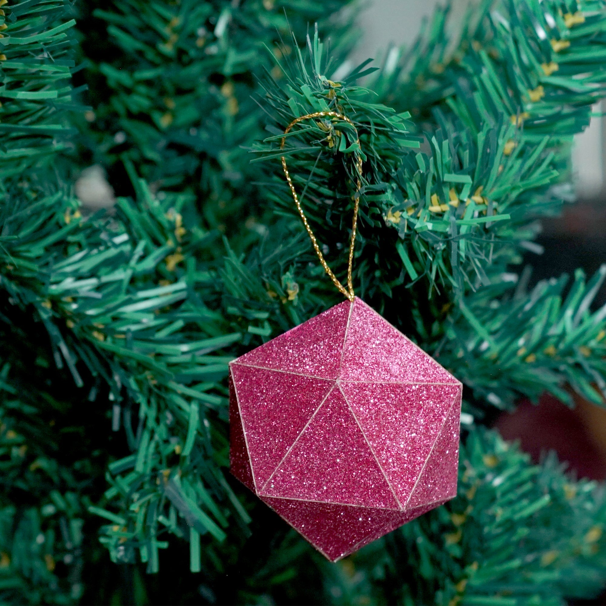 Handmade Christmas Trapezoid Hanging Glitter Ornaments, 60mm, Assorted Colours - Blue, Purple, Silver, Pink, 6pc
