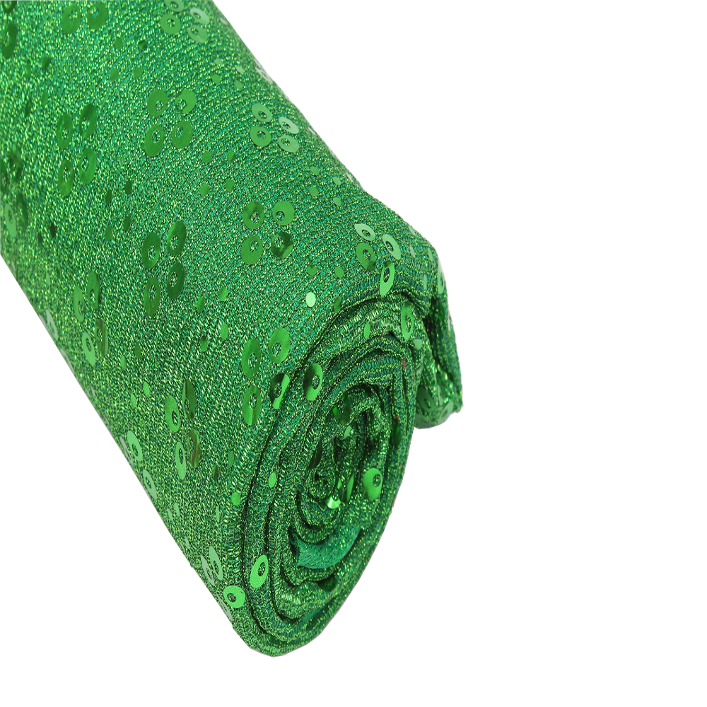 Christmas Decorative Elements - Sequin Fabric, Green, 1m