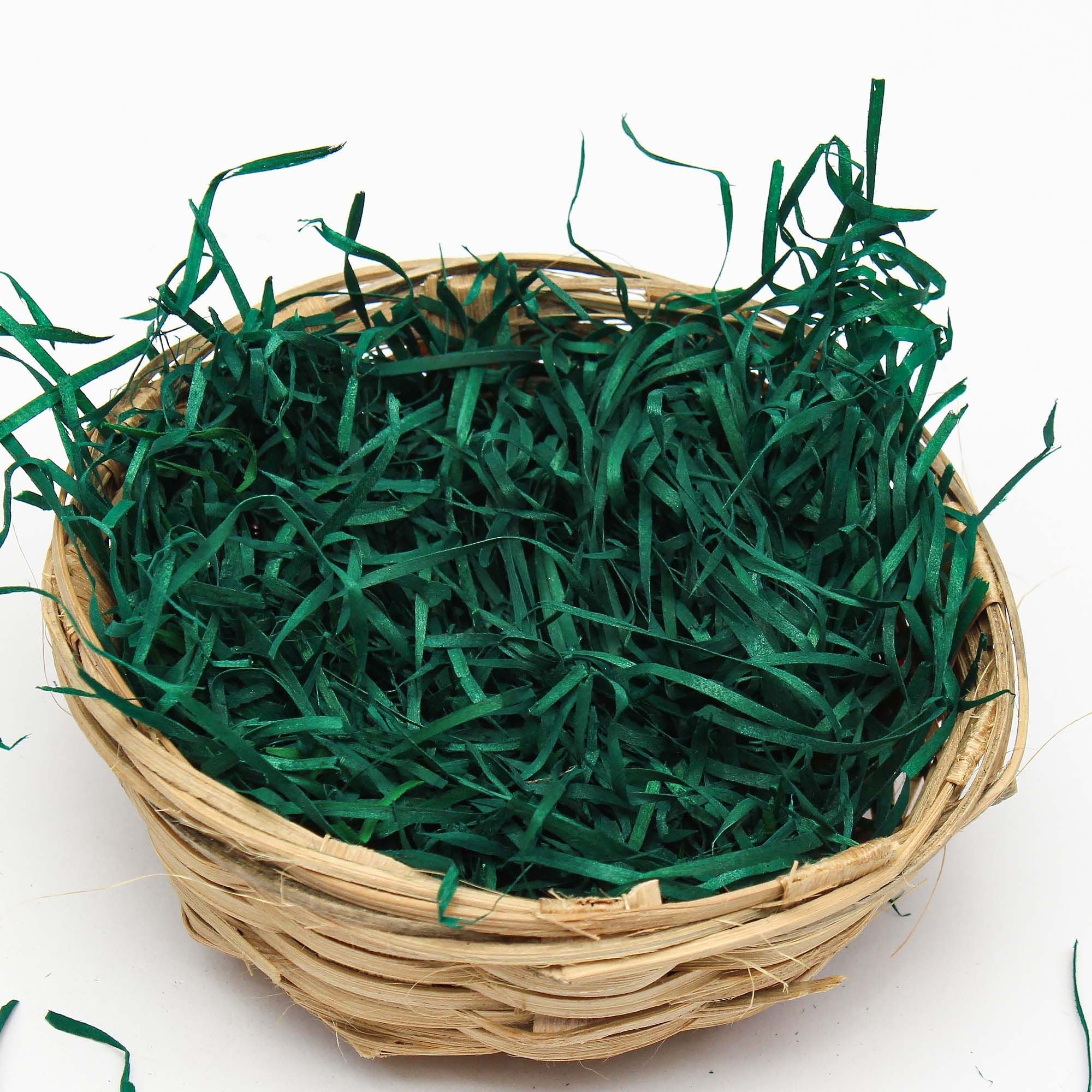 Christmas Hand Dyed Basket Filler Wood Wool - Green, 40g