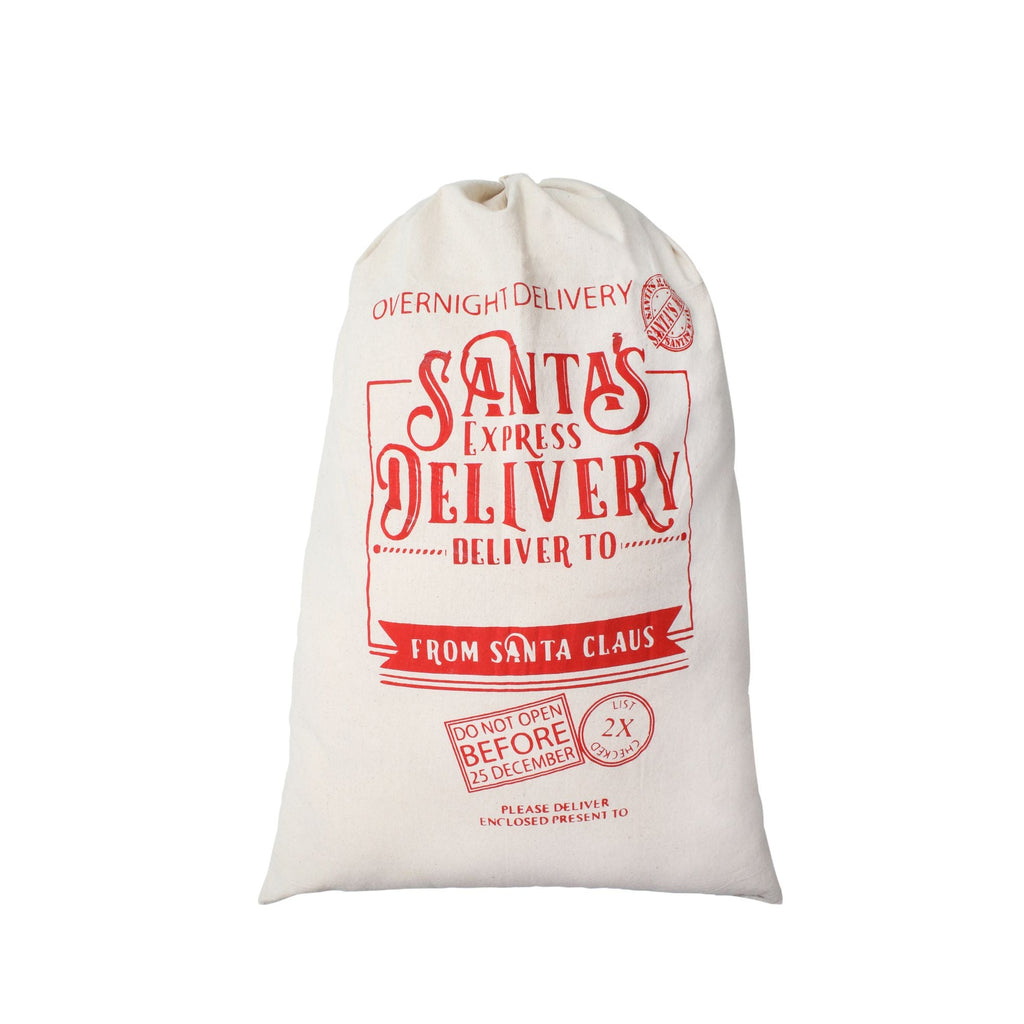Handmade Christmas Canvas Printed Sack - Width 18inch X Length 26inch, 1pc