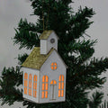 Handmade Christmas Hanging Ornament - Glitter House, H 5 X W 2 X L 2.2inch, Gold, 1pc