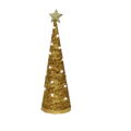 Handmade Conical Christmas Tinsel Tree with LED Light, 14.5 X 4inch, Gold, 1pc